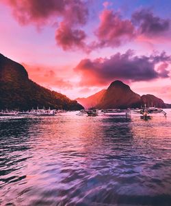 Scenic view of sea against sky at sunset