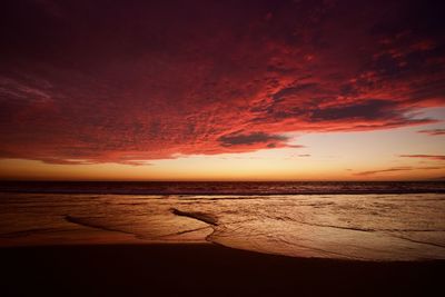 Scenic view of sea against sky at sunset