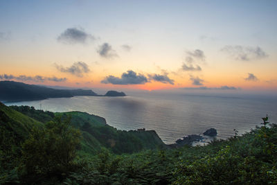 Scenic view of sea against sky during sunset