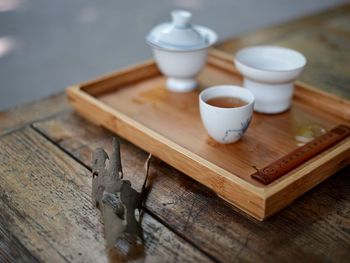 Close-up of coffee on cutting board