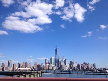 City skyline with river in background