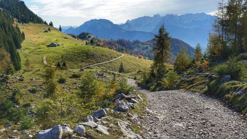 Scenic view of mountains against sky