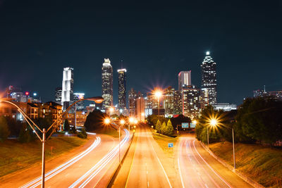 Illuminate city with light trail at night