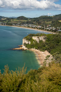 High angle view of sea against sky