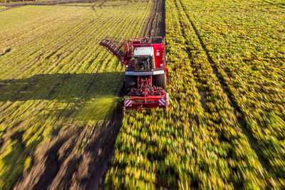 Tractor on agricultural field