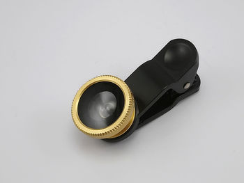 High angle view of shoes on floor against white background