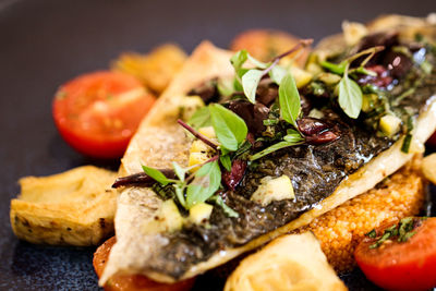 Close-up of salad in plate on table