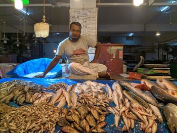 Full frame shot of fish for sale at market stall