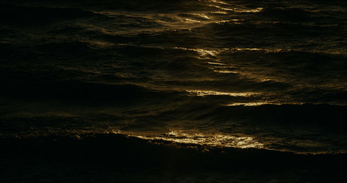 Aerial view of sea at night
