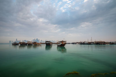 Morning view of doha corniche, qatar, middle east.
