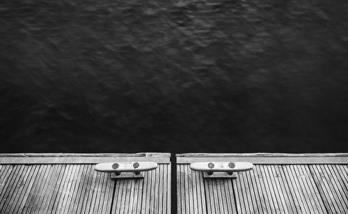Pier on loch ness. black and white.