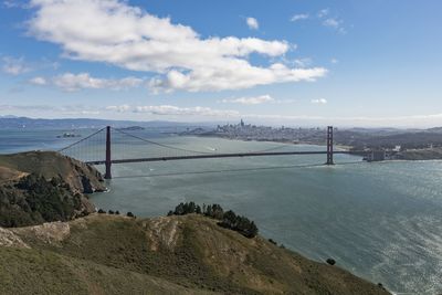 The san francisco golden gate in usa during the day. wide angle shot taken in the early morning