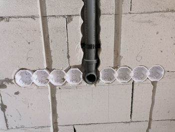 Close-up of pipes against wall