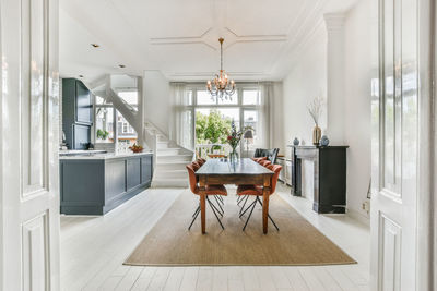 Empty chairs and table at home