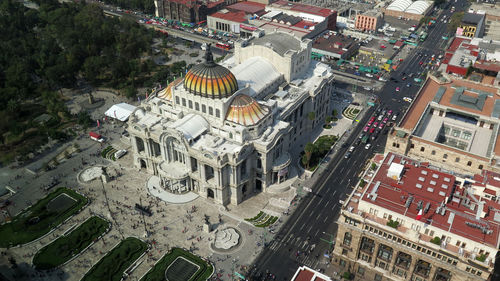 High angle view of palacio de bellas artes in city seen from torre latinoamericana