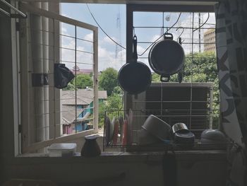 Clothes hanging on table at home