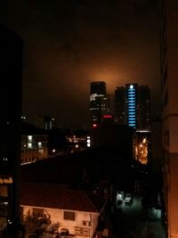 Illuminated cityscape at night