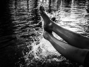 Reflection of woman in water