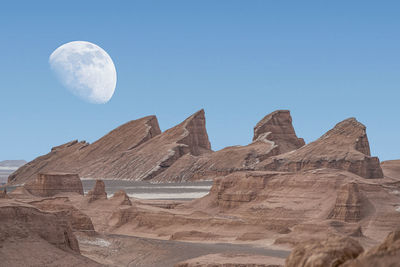 Scenic view of rock formation against clear sky