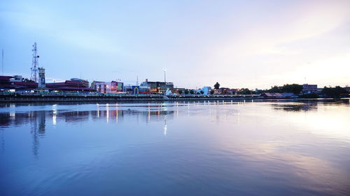 Reflection of buildings in water