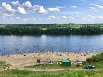High angle view of beach against sky