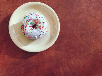 High angle view of cupcakes on table