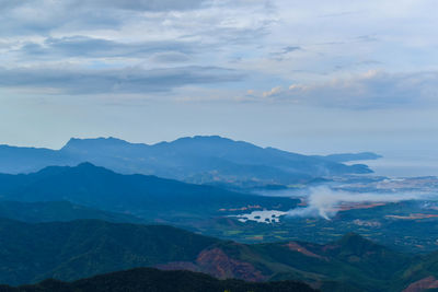 Aerial view of mountains against sky