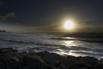 Scenic view of sea during sunset