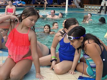 Group of people in swimming pool