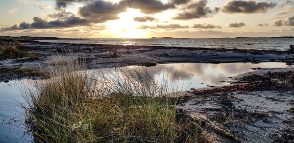 Scenic view of sea against sky during sunset