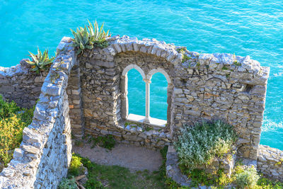 High angle view of old ruin