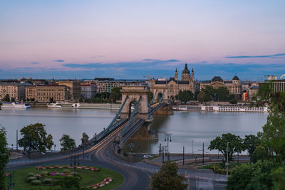 High angle view of bridge over river