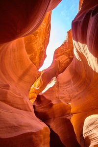 Low angle view of rock formations