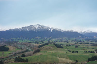 Scenic view of mountains against clear sky