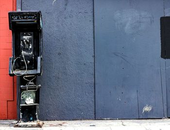 Close-up of telephone booth