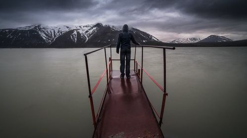 Scenic view of lake against sky