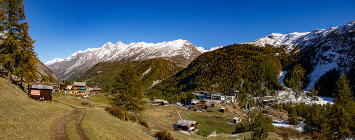 Panoramic view of snowcapped mountains against sky