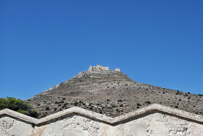 Low angle view of building against blue sky