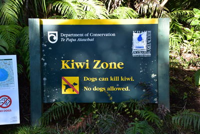 Close-up of sign board on plant