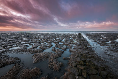 Scenic view of sea against sky during sunset