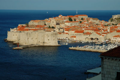 Fortification of dubrovnik old town on the coast of the mediterranean sea