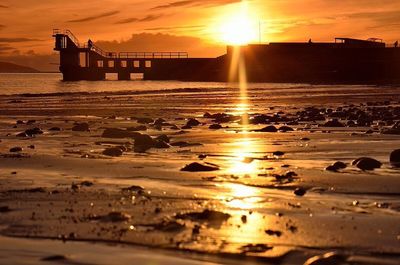 Scenic view of sunset over sea