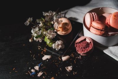 High angle view of food on table