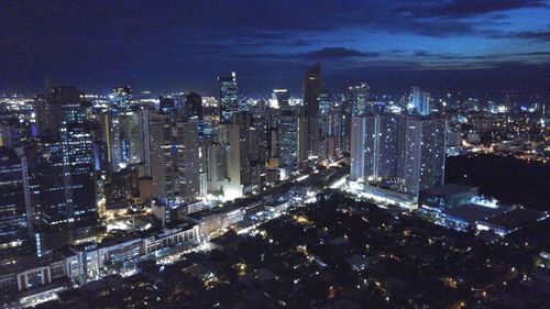 Aerial view of city at night