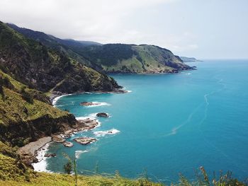 High angle view of sea against sky