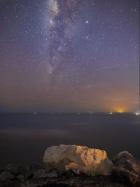 Scenic view of sea against sky at night