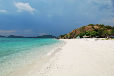 Scenic view of beach against sky