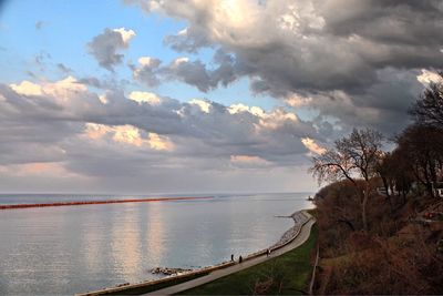 Scenic view of sea against cloudy sky