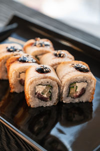 Close-up of food in plate on table