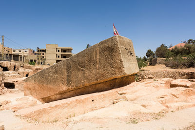 View of historical building against clear blue sky